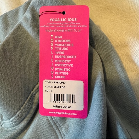 NEW Yogalicious Small Light Blue Terry Brush High Rise Flared Leg Pants Lounge - Picture 9 of 11